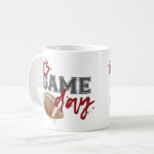 あずき色および灰色のゲーム日のマグ コーヒーマグカップ (正面左)