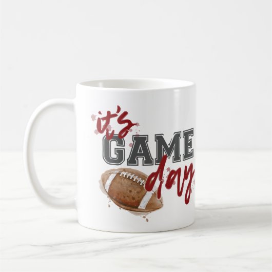 あずき色および灰色のゲーム日のマグ コーヒーマグカップ (左)