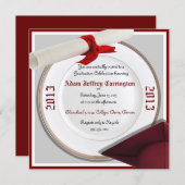 あずき色および灰色の卒業のパーティの招待状 招待状 (正面/裏面)