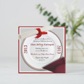 あずき色および灰色の卒業のパーティの招待状 招待状 (スタンド正面)