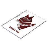 あずき色および白いチアリーダーのノート ノートブック (左側)