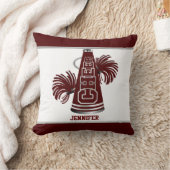 あずき色および白いメガホンのチアリーダーの枕 クッション (ブランケット)