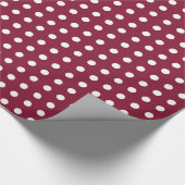 あずき色および白い水玉模様の包装紙 ラッピングペーパー (角)
