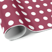あずき色および白い水玉模様の包装紙 ラッピングペーパー (ロールコーナー)