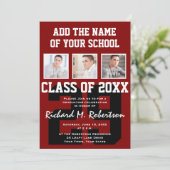 あずき色および白人の学校代表のチーム数アスリートの卒業生 招待状 (スタンド正面)
