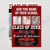 あずき色および白人の学校代表のチーム数アスリートの卒業生 招待状 (正面/裏面)