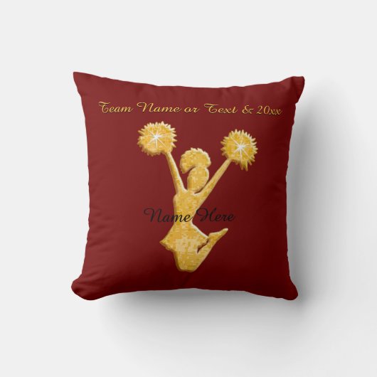 あずき色および金ゴールドのパーソナライズな年長の応援のギフト クッション (正面)