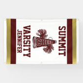 あずき色および金ゴールドの応援の垂直旗 横断幕 (横)