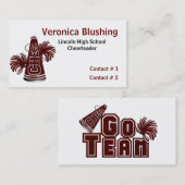 あずき色のチアリーダービジネス/テレホンカード コーリングカード (正面/裏面)