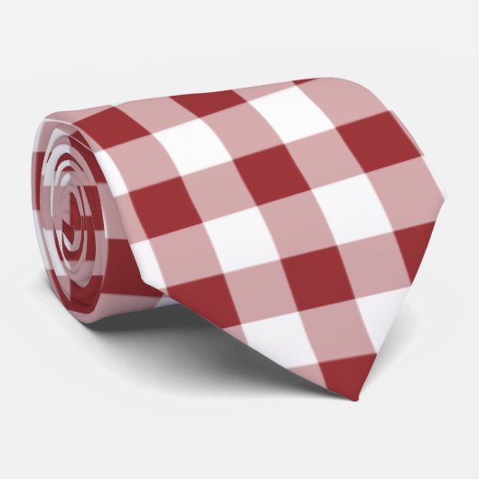 あずき色のチェック模様のパターン ネクタイ (ロール)