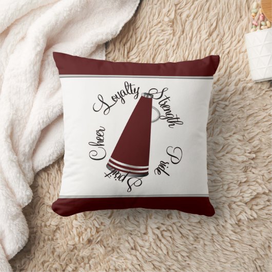 あずき色のメガホンのチアリーダーの信条の枕 クッション (ブランケット)