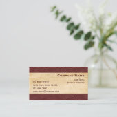 あずき色のレザールックのボーダー名刺 名刺 (スタンド正面)