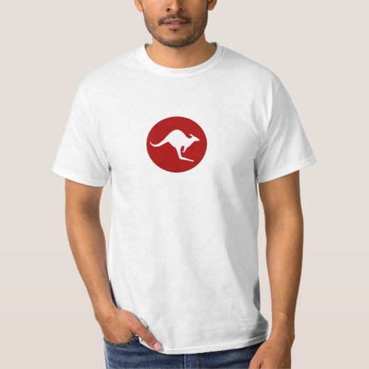 あずき色の世界のカンガルーの白いカンガルー Tシャツ (正面)