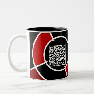 あずき色の中心点QRコード ツートーンマグカップ