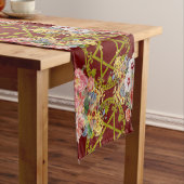 あずき色の花を持つ美しいダビデの星 ショートテーブルランナー (インサイチュ)