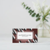 あずき色の赤くモダンなブロックデザインの名刺 名刺 (スタンド正面)