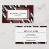 あずき色の赤くモダンなブロックデザインの名刺 名刺 (正面/裏面)