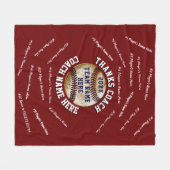 あずき色の野球のコーチのギフトのすべてのプレーヤーの名前 フリースブランケット (正面(横))