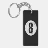 あせた8ボールビリヤード選手 キーホルダー (正面左)