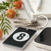 あせた8ボールビリヤード選手 キーホルダー (正面右)