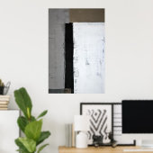 「あそこだ」グレーとブラウンの抽象芸術アート ポスター (ホームオフィス)