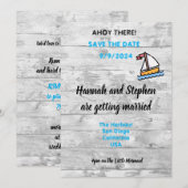 あそこに！ヨットテーマ日付カードの保存 セーブザデート (正面/裏面)