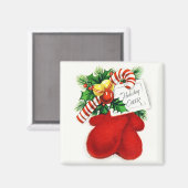 あたたかいミトン & ホリデーの喜び ビンテージ マグネット (正面/裏面)