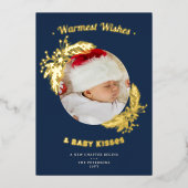 あたたかい願い ベビーキス 花のネイビー ホリデー フォト (正面)