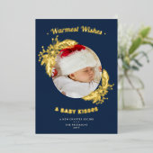 あたたかい願い ベビーキス 花のネイビー ホリデー フォト (立ち正面)