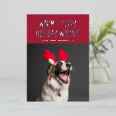 あたたかくてふわふわした願い | ペットの赤いホイルのホリデーカード 箔シーズンカード (立ち正面)