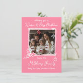 あたたかくてコージーな手描き落書き写真クリスマスカード 招待状 (スタンド正面)