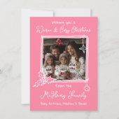 あたたかくてコージーな手描き落書き写真クリスマスカード 招待状 (正面)