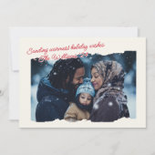 あたたかくて居心地が良いチェック柄のモダンな写真スクリプト シーズンカード (正面)