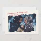 あたたかくて居心地の良いチェック柄のモダンな写真スクリプト シーズンカード (正面)