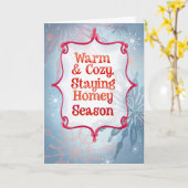 あたたかくて居心地の良い フレークィ ファミリー - レトロな雪の結晶 カード (黄色い花)