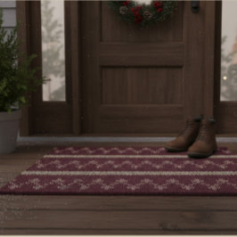 あたたかそうな編み模様 ブラックとグレー ドアマット