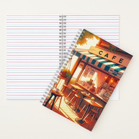 あたたかなアニメカフェアート90年代の雰囲気と情感的な都市の風景 ノートブック (内側)