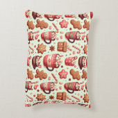 あたたかなクリスマスのココアとジンジャーブレッドのパターン アクセントクッション (裏面(縦))