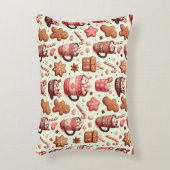 あたたかなクリスマスのココアとジンジャーブレッドのパターン アクセントクッション (正面(垂直))