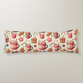 あたたかなクリスマスのココアとジンジャーブレッドのパターン ボディピロー (裏面)