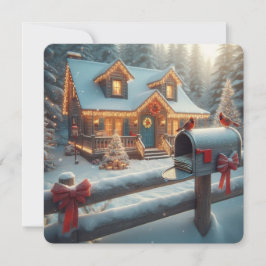 あたたかなクリスマスの小屋　冬のワンダーランド シーズンカード