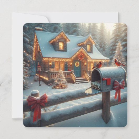 あたたかなクリスマスの小屋　冬のワンダーランド シーズンカード (正面)