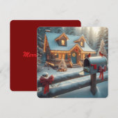 あたたかなクリスマスの小屋　冬のワンダーランド シーズンカード (正面/裏面)