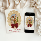 あたたかなクリスマスの手編みフレーム　ホリデー フォト カード