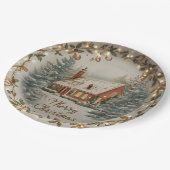 あたたかなクリスマスコテージのペーパープレート ペーパープレート (アングル)