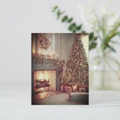 あたたかなクリスマスツリーと暖炉のクラフト用紙 (スタンド正面)