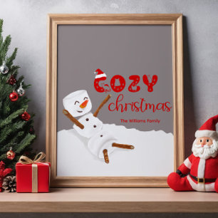 あたたかなクリスマス かわいい雪だるま ポスター