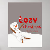 あたたかなクリスマス かわいい雪だるま ポスター (正面)
