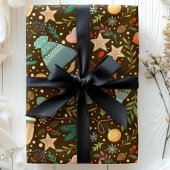 あたたかなココアとミトンのキュートなホリデークリスマス ラッピングペーパー