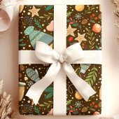 あたたかなココアとミトンのキュートなホリデークリスマス ラッピングペーパー